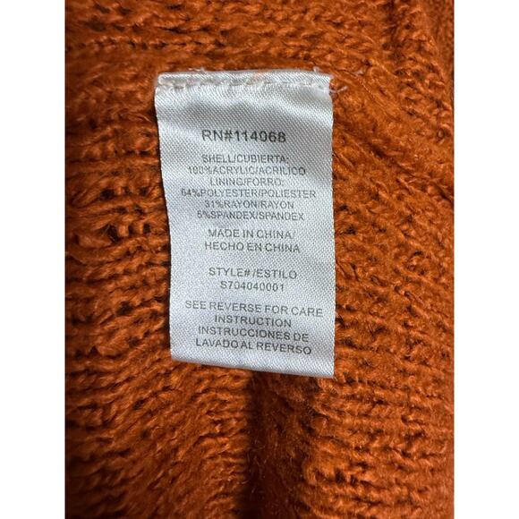 Pamela Love Orange Fringe Knit Long Sleeve Midi Boho Sweater Dress Size Medium - Picture 12 of 12